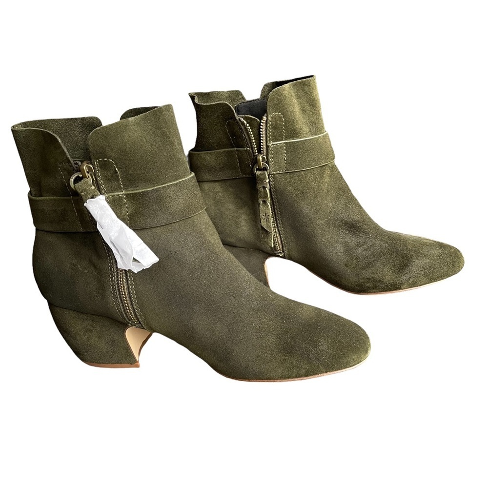 Splendid Green Leather Suede Ankle Boots‎ Size: 10 New!